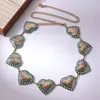 Corrente de Cintura Elegante, Cinto Feminino da Moda, Cinto Metálico Feminino com Turquesa Grande, Design Lindo e Estiloso em Formato de Coração, Corrente de Cintura Feminina