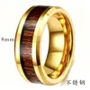 Anel Cruzado Europeu e Americano Amazon Novo Simples Versátil Aço Inoxidável 8MM Madeira Preta Textura Anel de Dedo Retro Atacado Feminino