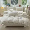 Juego de cuatro piezas de sábana bajera ajustada de algodón puro estilo nórdico, funda de edredón 100% algodón, juego de cama para dormitorio de estudiante individual/doble, juego de tres piezas, apto para todas las estaciones