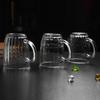 Vaso taza de vidrio resistente al calor para té de burbujas, taza para beber agua, taza rayada, taza para té de flores, taza para agua fría con asa, taza, taza de oficina, taza para leche