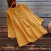 Gran stock disponible. Top casual holgado de algodón y lino de color liso con retazos para mujer, europeo y americano, 2026 Amazon AliExpress