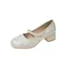 Zapatos de tacón alto de una sola pieza para mujer, tacón de grosor medio, combinados con qipao y (Falda Ma Mian), sandalias, nuevo estilo verano 2026, estilo chino nuevo, zapatos de estilo nacional