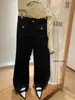 Wgwe7847 Guangzhou Treze Linhas Roupas Femininas 2025 Outono Novo Estilo Jeans de Cintura Alta Reta Calças de Perna Larga