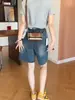 Shorts Jeans Azul Retrô para Mulheres, Novo Estilo Verão 2026, Tamanho Plus Size, Perfeito para Figuras em Formato de Pera e Mulheres Baixas, Shorts Reto de Cinco Polegadas Cuidadosamente Selecionados