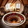 Alfombra Redonda de Terciopelo de Cristal Navideño con Ilusión 3D, Decoración Festiva para Sala de Estar, Antideslizante, Engrosada, Alfombra para Mesita de Noche de Dormitorio