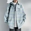 Jaqueta de Lã Estilo Chanel Masculina Outono e Inverno Xadrez Tendência Marca Camisa Lapela Jaqueta Solta Tendência