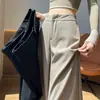 Pantalones de Traje Grises de Pierna Ancha para Mujer, Estilo Coreano de Primavera y Otoño, Aspecto de Alta Gama, Cintura Alta, Caída Suave, Corte Holgado, Pantalones Largos hasta el Suelo