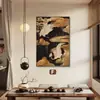 Pintura decorativa para sala de estar estilo vintage francés, pintura de grulla hecha a medida estilo mediados de siglo, mueble de recibidor de alta gama y arte de pared para fondo de sofá