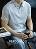 [Sorona] Camisa Polo de Manga Corta Fresca y Transpirable para Hombre, Camisa Casual de Negocios de Seda Helada de Secado Rápido para Verano