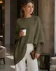 Suéter de punto pullover de cuello redondo para mujer, estilo cruzado europeo y americano, otoño e invierno 2026, suéter casual de color liso holgado para mujer, Amazon