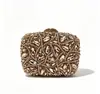 Bolsas de Noche con Incrustaciones de Diamantes Transfronterizas Listas para Enviar, Bolsos de Diamantes de Estuche Duro Metálico Hueco, Vestidos de Banquete de Comercio Exterior