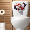 BRUP Adesivos de Assento de Vaso Sanitário de Natal Padrão Engraçado do Papai Noel Adesivos de Decoração de Banheiro HS5785C