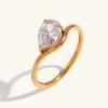 Anillo geométrico de venta caliente transfronteriza europea y americana, anillo de circón dorado, acero inoxidable chapado en 18k, anillo de lujo ligero y simple, joyería