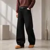 Jeans holgados de pierna recta para hombre, estilo trendy old money, color café, blanco y negro, versátiles para el uso diario y los viajes en primavera y otoño