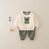Meninos e meninas bebê outono e inverno terno renovação estilo ocidental bebê crianças camisola calças bonito bebê de duas peças roupas