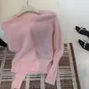 Suéter de Tricô Minimalista Redondo Suave de Caxemira + Lã Merino para Mulheres, Caimento Relaxado, Quente, Macio, Suéter Escovado