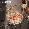 Balde de Hielo Grabado de Lujo Ligero Portátil Espesado Imitación Vidrio Champagne Cerveza Celebridad de Internet Suministros de Bar Balde de Hielo Sin Cubitos de Hielo