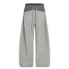 Calça Jogger Casual Xadrez Patchwork Color-Blocking para Homens, Tendência Estilo Americano com Caimento Solto, Calça Longa com Design Estiloso e Barra Larga Fluida até o Chão