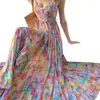 Vestido con estampado Tyndall Dopamine seaside, atuendo de vacaciones para la isla de Sanya, viaje a la playa, bajo amplio, vestido sin espalda