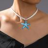 Collar con colgante de estrella de mar acrílica al azar de estilo oceánico, cadena de clavícula ajustable de franela doble para mujer, adecuado para vacaciones