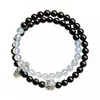 Pulsera de Obsidiana Ala de Cristal y Aguamarina para Mujer, Pulsera Hidratante de Cristal Natural de Doble Círculo, Cuentas de la Fortuna, Regalo Atractor de Riqueza