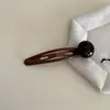 Pinza para el pelo con clip BB de perla y estampado de leopardo, pasador retro de gota de agua oscura para cabello roto, flequillo, pasador, accesorio para el pelo de chica popular