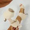 Sandalias casuales de verano 2026 de moda para mujer, de talla grande, con punta abierta, sin cordones, de tacón alto, con una sola tira, transfronterizas