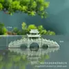 Pabellón de Estilo Antiguo, Puente de la Torre, Paisaje en Miniatura, Agua Corriente, Bonsái, Jardinería, Paisaje de Flores, Decoración Miniatura, Muebles de Arenisca Verde