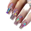 WM-230bling Cristal Uñas Postizas Cortas T Temperamento Spice Girl Polvo Suave Aurora Piezas de Uña para Usar Venta al por Mayor