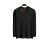 Playera de Manga Larga con Cuello Redondo para Hombre Otoño e Invierno Capa Base Plus Terciopelo Ropa Cálida Gruesa Color Sólido Ropa Interior Ropa de Otoño Top