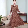 Vestido floral de manga comprida plus size para primavera e outono novo vestido feminino com cintura vestido floral peça externa