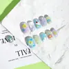 Esmalte de Uñas Dopamina de Oso de Dibujos Animados Lindo de Verano, Estilo Corto, Dulce y Colorido