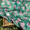 Nuevo Estilo Chino Estilo Nacional, Dosel Verde con Flores de Cerezo, Tela de Seda Jacquard de Rayón Xiangyun, Chaleco, Cheongsam, Bufanda de Seda, Tela Hecha a Mano