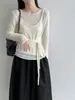 Conjunto de dos piezas de punto de lana estilo coreano Luxi con corbata, manga larga para mujer, otoño 2026, tejido de diseñador ss1039