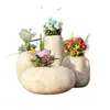 Vasos de flores de fibra de vidro em formato de seixo feitos sob medida, jardineiras combinadas para shoppings, vasos de plantio à prova d'água para exteriores, atacado direto do fabricante