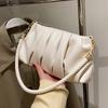Bolsa Branca Plissada para Axila 2025m com Alça de Ombro Trançada, Bolsa Feminina Versátil de Luxo Estilo Francês, Bolsa Therow