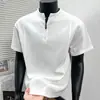 Camiseta con Cuello Alto y Cremallera Estilo Old Money, Peso Alto, No Deformable, Media Cremallera, Diseño de Verano de Moda, Corte Regular en Hombros, Manga Corta, Venta al por Mayor