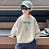 Q144 Hoodie Novo de Primavera e Outono para Meninos Estilo Coreano Moda Manga Longa Pulôver Roupas Casuais Infantis