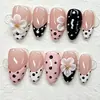 30 Piezas Transfronterizas 3D Estéreo Talladas Almendra Uñas Portátiles Exquisitas Alta Calidad Simple Lunares Arte de Uñas Francés Pegatinas Venta al por Mayor