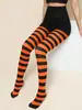 Meias Listradas de Halloween e Natal Acessórios de Fantasia para Festa Meias Acima do Joelho Meias-Calça Listradas Geração de Suporte