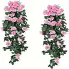 Colgante de Pared de Rosas Artificiales de Mimbre para Amazon Transfronterizo Flores Falsas Colgantes Decoración de Boda Decoración del Hogar Enredaderas