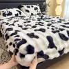 Colcha de piel de conejo engrosada, pieza única, cálida para invierno, forrada de forro polar, para camas individuales o dobles, protector de colchón de cobertura completa, juego de tres piezas