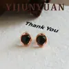 Nuevos Pendientes de Ónice Retro Europeos y Americanos, Simples y Compactos, con un Toque de Nicho de Alta Gama y Versátiles Accesorios para Orejas de Plata de Ley 925