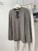 Camiseta de manga larga a rayas, estilo coreano de otoño para mujer, moderna, corte relajado, holgada, peso pesado, efecto adelgazante, de longitud media