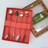 Juego de Cubiertos de Acero Inoxidable Cuchara y Tenedor Navideños Transfronterizos Papá Noel Árbol Cuchara de Postre Dibujos Animados Creativo Set de Regalo Navideño