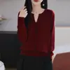 Design sentido arco fivela 36 lã pura fina suéter primavera e outono doce vento suave pulôver suéter feminino