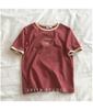 Camiseta de Manga Corta con Color Insertado para Mujer Verano Holgada Camisa Base Casual Coreana para Pareja Top de Comercio Exterior Ropa para Mujer Estrictamente Seleccionada