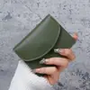 Corea del Sur Estilo Ins Bolso Pequeño para Tarjetas Corto Portátil Pequeño Color Sólido Simple Nuevo PU Cuero Certificado Monedero