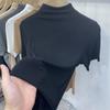 Estilo elegante confortável e fácil de usar slim-fit meia gola tartaruga camiseta de manga curta para mulheres Primavera nova slim-fit emagrecimento undershirt