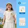 Ropa de bebé, camiseta informal de manga corta para niños, algodón con dibujos animados, top de media manga para niñas, camiseta fina de verano para bebés